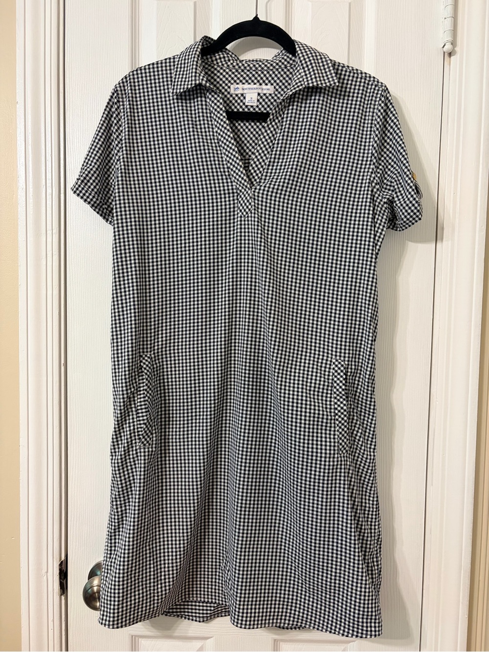 Southern Tide Black & White Gingham Polo Dress